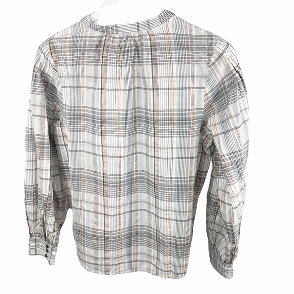 Rebecca Taylor La Vie Lurex Metallic Gauze Peasant Puffy Sleeve Blouse Top M - Picture 7 of 12